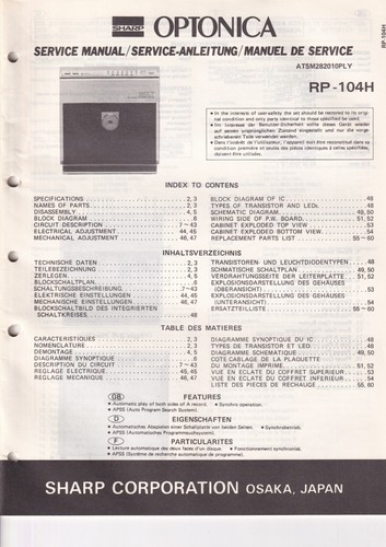 Manuale servizio sharp - servizio,